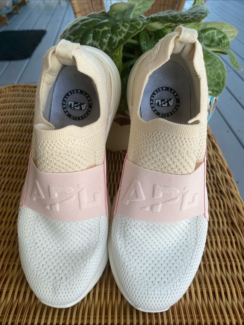 APL Kids Knit Slip-On Sneakers in Cream, Light Pink & White